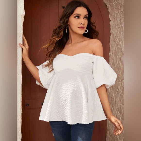 SHEIN maternity off shoulder peplum top - Picture 2 of 6